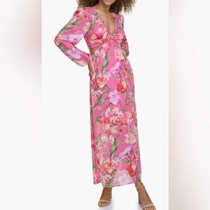 SienaFloral Long Sleeve Dot Maxi Dress